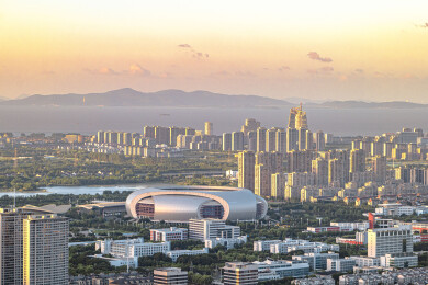 湖州城市风光 从仁皇山上俯瞰湖州城