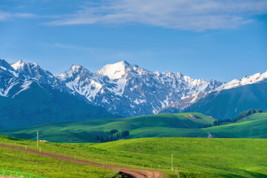 中国新疆伊犁尼勒克唐布拉百里画廊风光