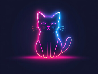 简约猫咪渐变彩色暗空间渐变风