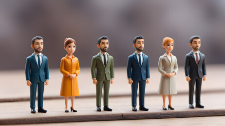 一排穿西装的白领