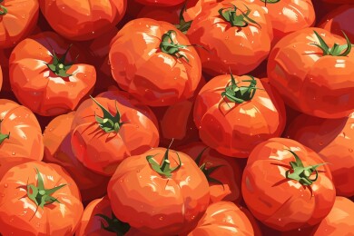 阳光鲜红番茄饱满多汁特写