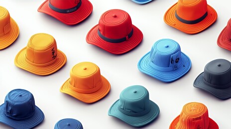 多彩帽子展示，创意艺术之美