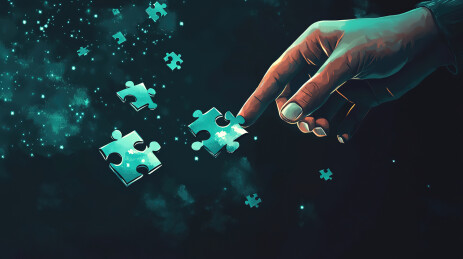 不规则的手拿着拼图