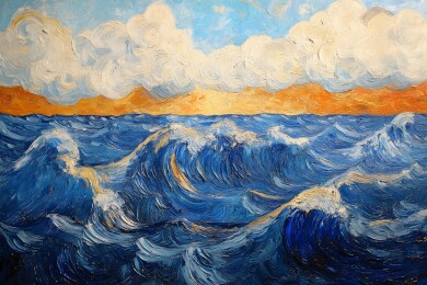 大海天空梵高印象派装饰画