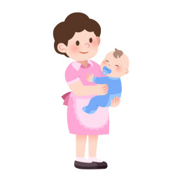 扁平风保姆月嫂阿姨抱婴儿人物