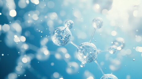 蓝色背景下的气泡特写镜头