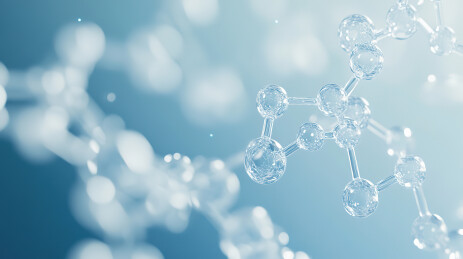 蓝色背景下的气泡特写镜头