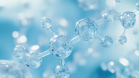 蓝色背景下的气泡特写镜头