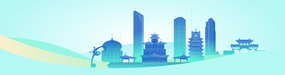 兰州城市建筑现代科技感剪影矢量插画