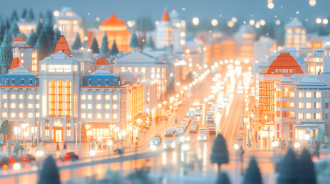 乐高城市繁华夜景
