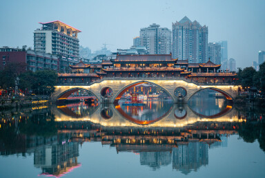 成都廊桥九眼桥夜景风光