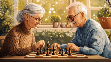 老人下棋休闲对弈可爱爷爷奶奶