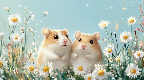 菊花丛中的小仓鼠