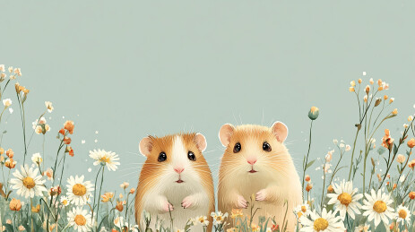 菊花丛中的小仓鼠