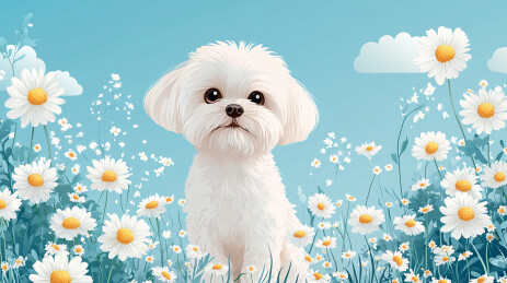 菊花丛里的小狗