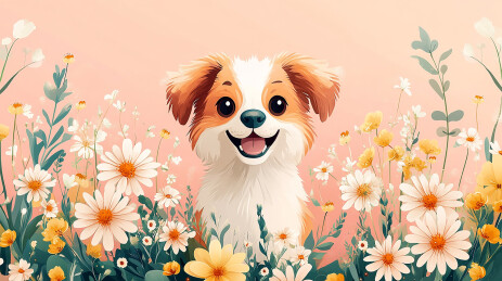 菊花丛里的小狗