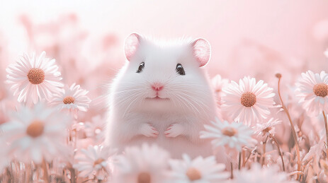 菊花丛里的小仓鼠