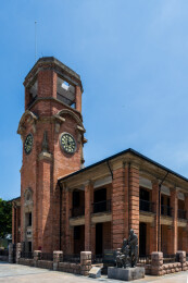 夏季白天航拍安徽芜湖老海关钟楼风光