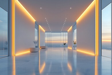 简约大气现代建筑空间画廊展示广告背景