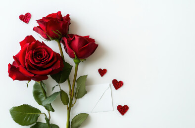 白色背景上玫瑰的高角度视图