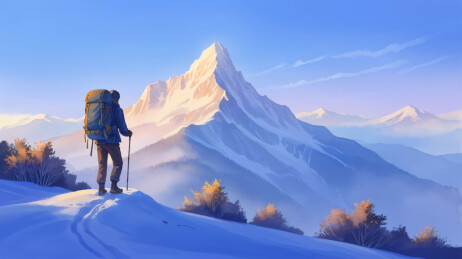 登山者在雪山上