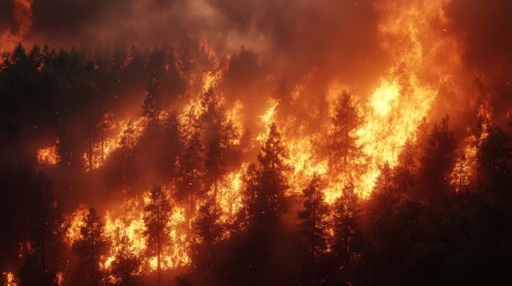 熊熊烈焰吞噬森林场景