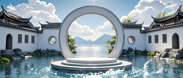 江南风景展台背景