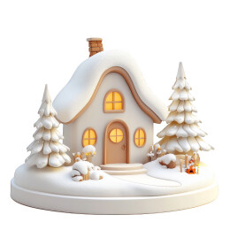 白雪覆盖的房子冬季主题插画卡通元素