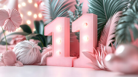 双十一11立体建模数字植物电商壁纸背景