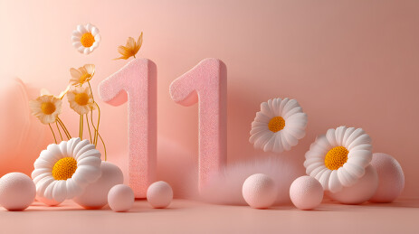 双十一11立体建模数字植物电商壁纸背景