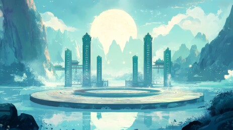 游戏场景中国风舞台背景