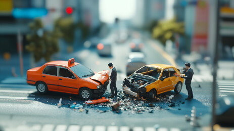 微缩景观汽车撞车