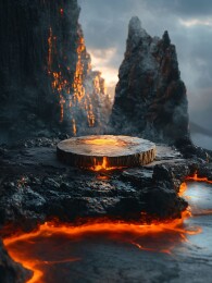 火山之中的电商产品展示台