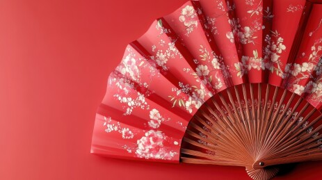 中国风红色扇子背景