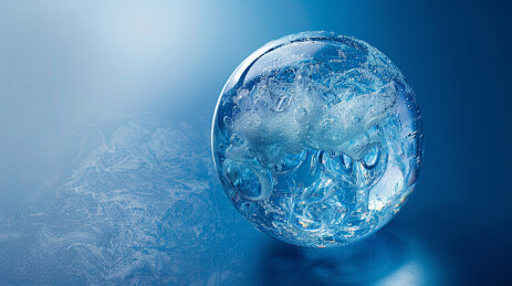 蓝色的晶莹冰球