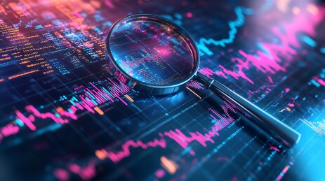 放大镜研究财经数字插图