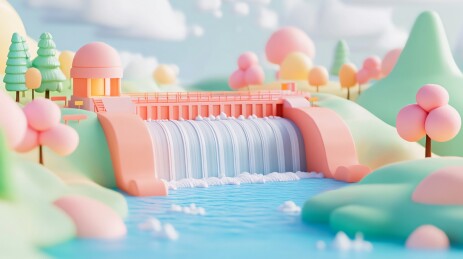 3D水力发电场景插图