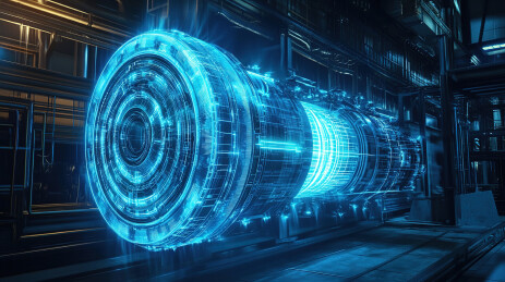 3D渲染的发动机机械装置蓝色