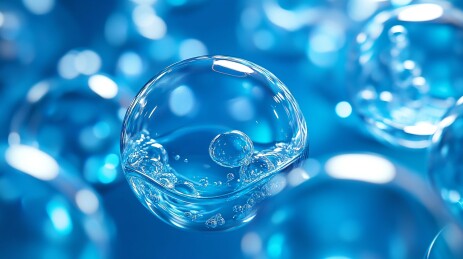 AI构建的水分子模型概念图