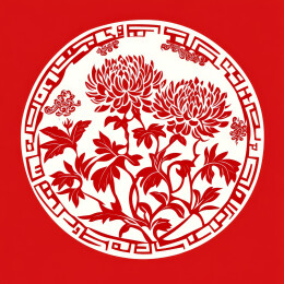 剪纸窗花年画圆形中国风春节印刷打印