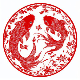 剪纸窗花年画圆形中国风春节印刷打印