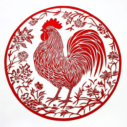 剪纸窗花年画圆形中国风春节印刷打印