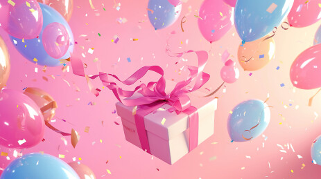 创意节日粉色礼物盒静物