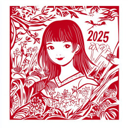 人物剪纸窗花年画圆形中国风春节印刷打印