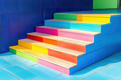 彩色建筑的高角度视角