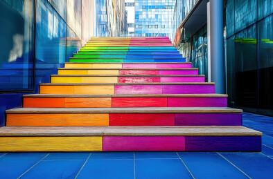 彩色建筑的高角度视角