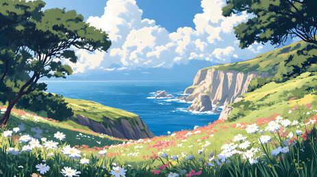 日式风景建筑插画