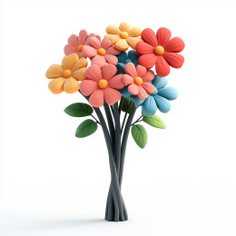 3D立体花朵插画