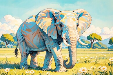 动物大象插画