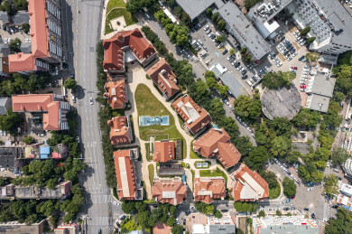 天津欧式城市地标风格建筑航拍